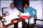 Sri D. Babu, DVTE [MR], Vocational Instructor, LEKHADEEP discuses a point with the Project Director, VTC, click here to see large picture.