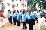 LEKHADEEP Trainees lineup for exercise session, click here to see large picture.