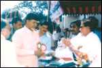 Sri Nara Chandra Babu Naidu, Chief Minister AP goes through products of LEKHADEEP, click here to see large picture.