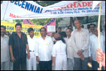 Cine Star Mr Rajendra Prasad flags off the Awareness Rally of all Sister Organizations, organized by LEKHADEEP, as a part of Decennial Celebrations., click here to see large picture.