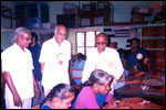 Sri Ranga Rao, Convener, Sri Satya Sai Seva Trust, AP observes men at work at LEKHADEEP., click here to see large picture.